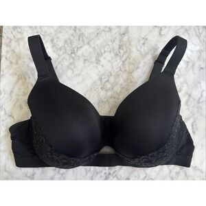 Lane Bryant Cacique Lightly Lined Full Coverage Bra Size 46D Black Lace